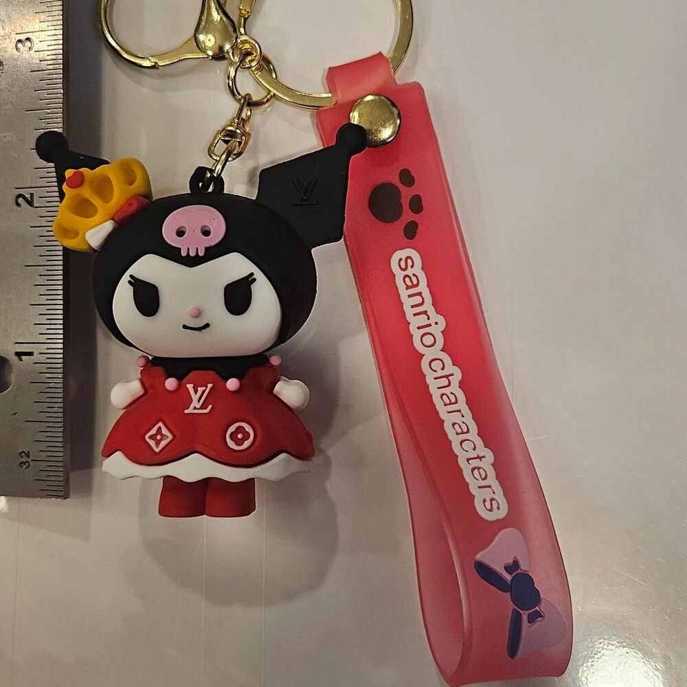 Kuromi LV Designer Women's Red Key Chain/ Bag Charm